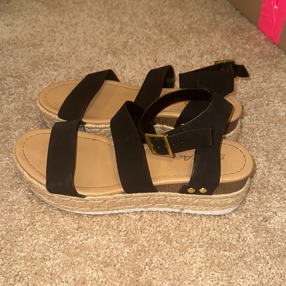 Black Platform Wedge Sandals